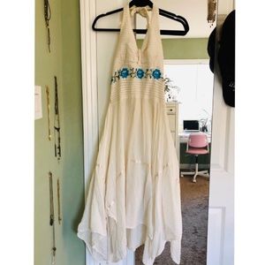 Midi Free People Woven Bodice Embroidered Dress